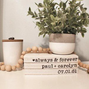 Custom Anniversary Farmhouse Book Stack Home Decor
